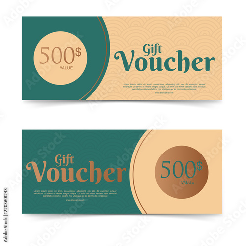 Two 500 dollar gift voucher templates isolated on a transparent background