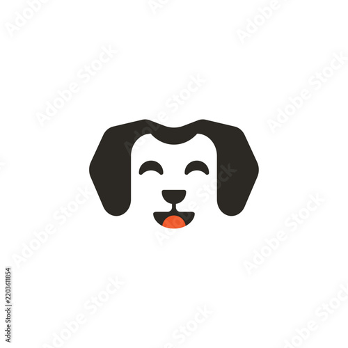 Dog Face Smile Happy Cute Pet Head Logo Vector Icon