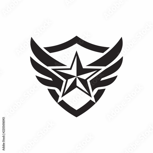 Bild auf Leinwand Shield Wing Star Logo Vector Design