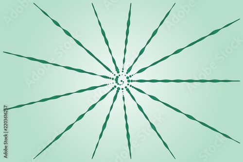 Abstract radial starburst pattern with thin green lines on a light background
