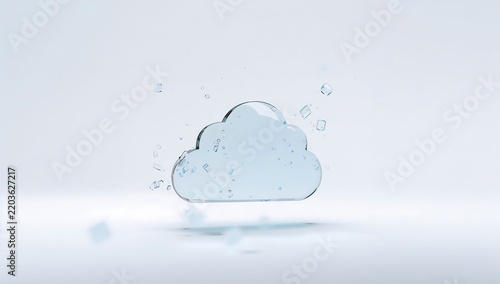 Generative AI cloud icon with water droplets on a light background
