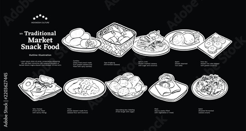 Outline illustration of isolated snack food