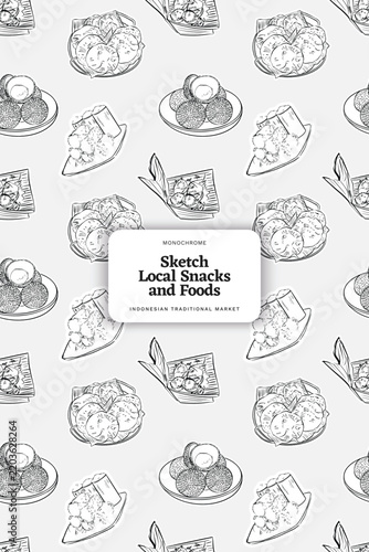 Wajik decorative pattern in outline illustration style