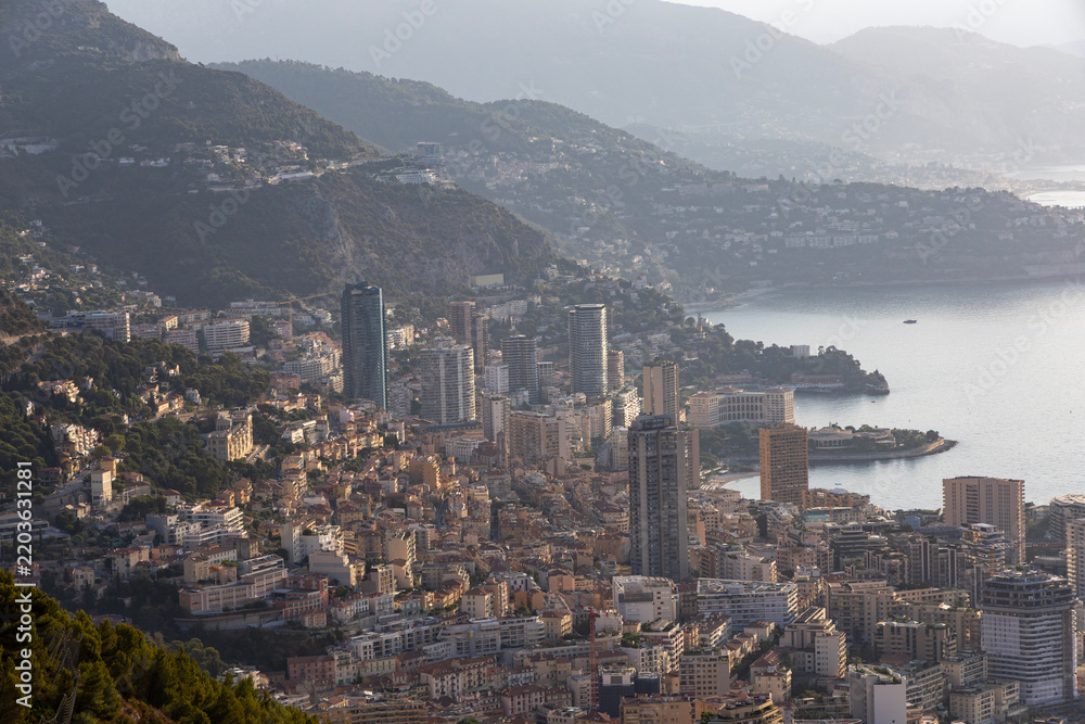 Fototapeta premium Panoramic view of Monaco and Monte Carlo. Aerial view.
