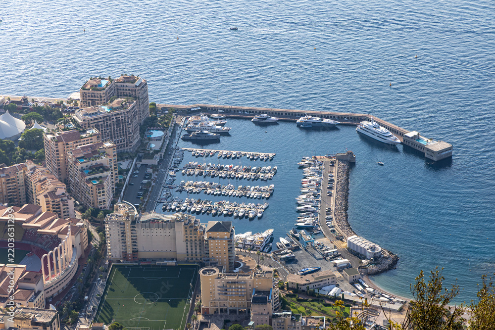 Fototapeta premium Panoramic view of Monaco and Monte Carlo. Aerial view.