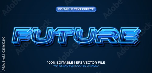 Future editable text style effect. Futuristic technology text effect. Text effect technology and digital themes. Editable text style effect with glow light theme