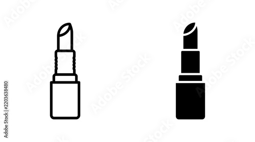 Lipstick cosmetic fashion beauty product outline and filled icon
