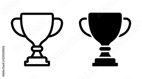 Trophy award achievement success sport competition outline and filled icon