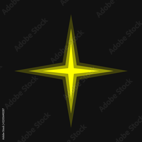 Vibrant Neon Yellow Abstract Star Spark Element Isolated On Dark Background For Modern Digital Graphic