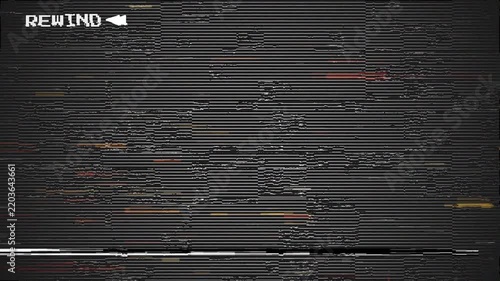 old VHS tape rewind with glitch distortion effect and Vintage Retro analog with .Noise Distortion 4k video