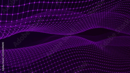 Purple wave curve background design. Abstract soft wave dynamic flowing. Dark abstract background with wavy purple pattern, digital texture with flowing dots. Beautiful abstract wave technology