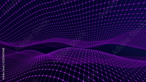 Purple wave curve background design. Abstract soft wave dynamic flowing. Dark abstract background with wavy purple pattern, digital texture with flowing dots. Beautiful abstract wave technology