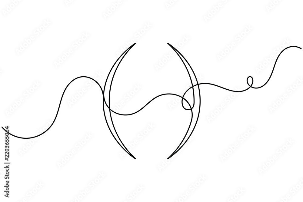 Obraz premium Modern parentheses bracket sign continuous one line art single drawing on white background minimalist monoline presentation of text formatting design and editing purpose symbol vector illustration