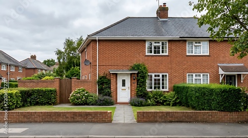 Contemporary suburban house exterior design with paved driveway