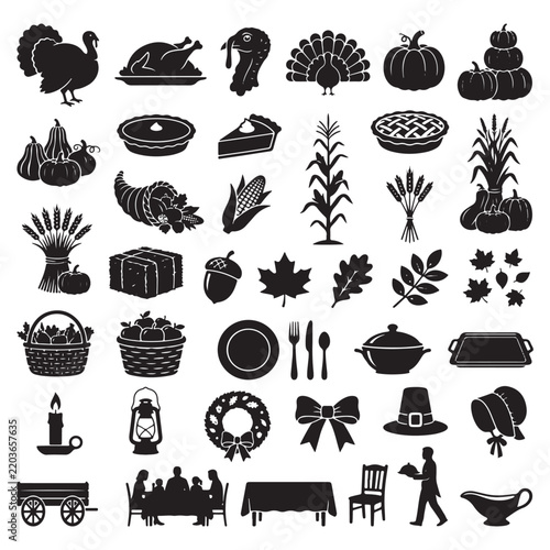 Thanksgiving Silhouette Icon Set