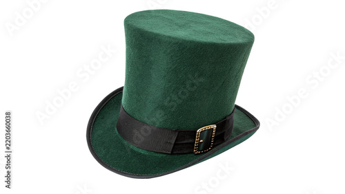 Classic green top hat Irish St Patricks Day costume accessory isolated on transparent background
