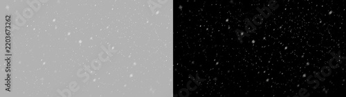 Fotografie Falling snow overlay on transparent and black background