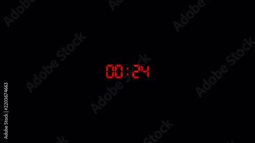 30 second countdown timer animation with alpha channel, thirty second countdown timer on transparent background, 30 second to 0 second circular countdown 4k animation, countdown video