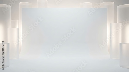minimalist studio background with soft light and abstract shapes