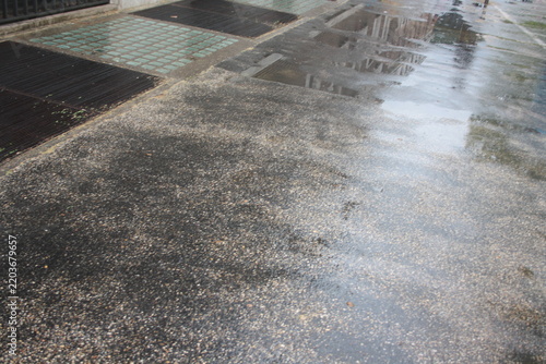 rain on the street 