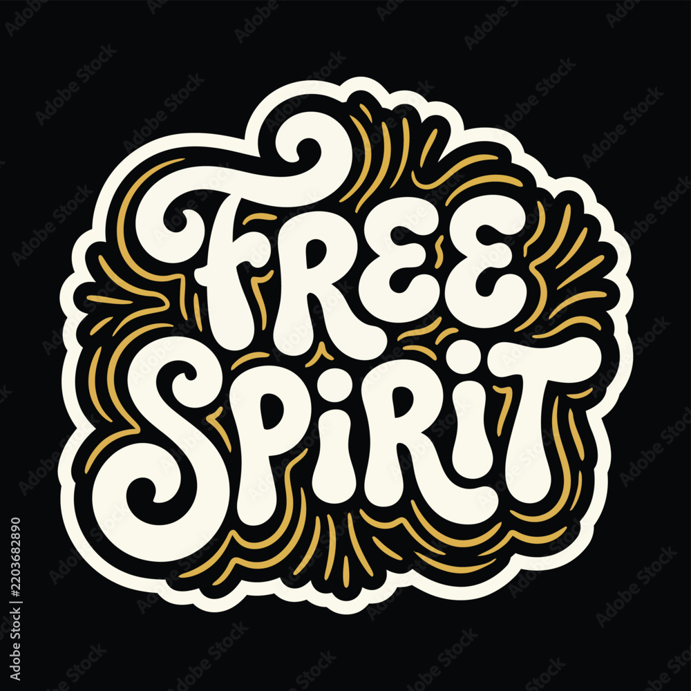 Fototapeta premium Vintage style lettering of free spirit with decorative floral elements