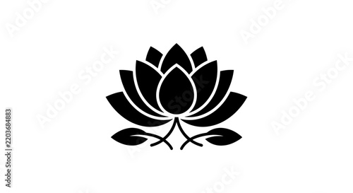 Minimalist lotus flower silhouette icon vector illustration