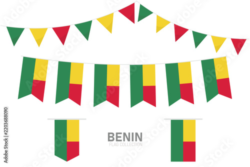 Benin national flag collection, Flag garlands festive bunting triangle banners and hanging flag