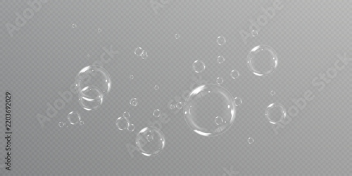 Colorful Iridescent Soap Bubble Collection on Transparent Background