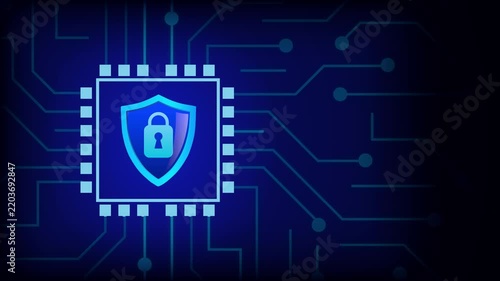 Microchip displaying a shield and padlock icon,