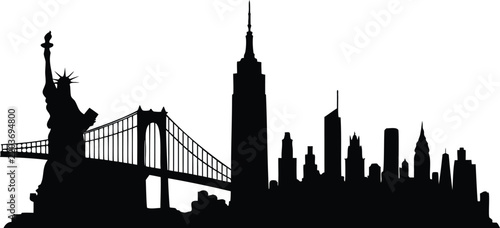 New York City Skyline Silhouette. Vector
