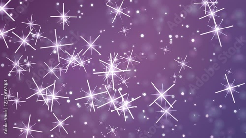 Purple Holiday Background with Floating Glowing White Stars and Soft Bokeh Light Particle Animations