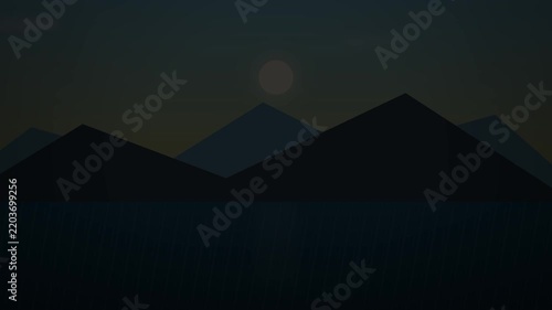 Scenic mountain ocean view nature illustration