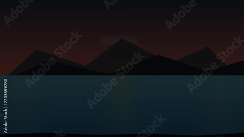 Majestic mountain and vast ocean nature illustration