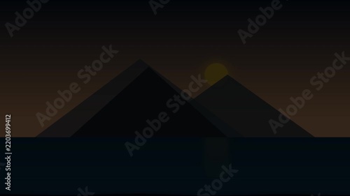 Beautiful mountain ocean landscape nature illustration