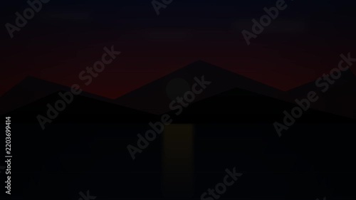 Scenic mountain and vast ocean nature illustration