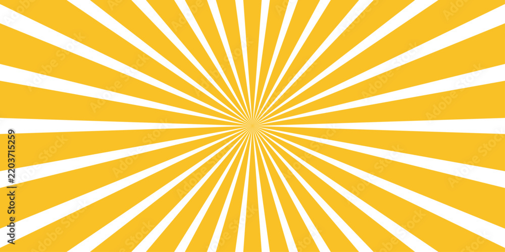 Fototapeta premium A vibrant yellow background emanates with radiating white lines, creating a dynamic burst of energy reminiscent of a stylized sun or a graphic explosion.