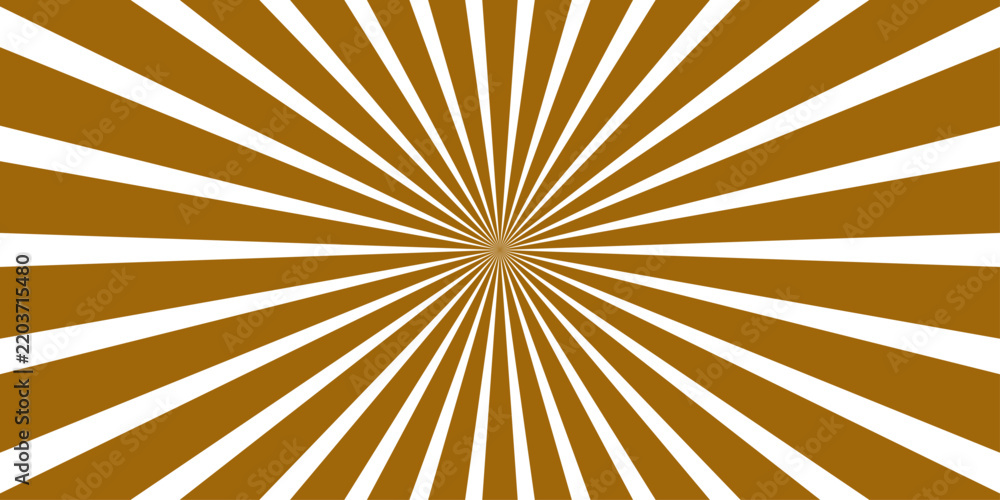 Fototapeta premium A vibrant abstract graphic featuring a radiating sunburst pattern in warm golden hues with crisp white stripes, creating a dynamic and energetic visual.