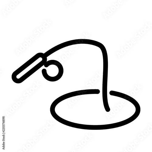 Fishing rod and circular fish pond icon isolated on transparent background