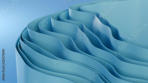 3D abstract light blue layered wave curve paper cut background. Great for modern tech presentation, corporate branding, wallpaper, UI UX design, and creative promotional banner