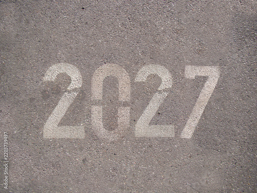 Template for the year 2027 written on concrete