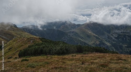Zakluky, Skalka and Chabenec hills from Bor hill in Nizke Tatry mountains in Slovakia