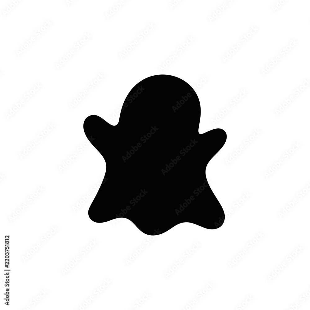Fototapeta premium Halloween cute ghost silhouette icon vector for holiday design, isolated on white background. Halloween