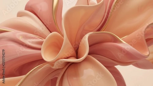 abstract pink and gold fluid motion background loop forming flower shape