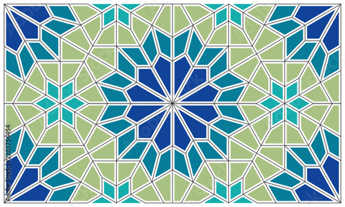 Elegant Islamic Star Lattice Design in Ocean Tones.