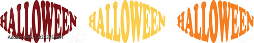 Halloween Typography Design with Three Color Variations.