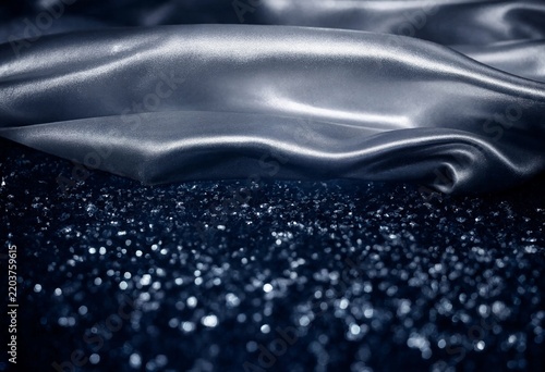 Canvastavla Abstract background featuring luxurious dark silver satin fabric flowing over a