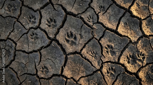 Close-up of Cracked Dry Earth Surface Texture.