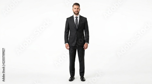 Professional Businessman Standing Confidently in Formal Suit.