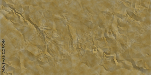 Konstfotografi Crinkled parchment paper texture displays a golden brown hue with intricate folds and subtle shadowing crumpled beige tan vellum