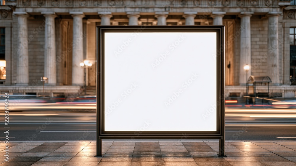 Obraz premium Empty billboard mockup on city street at night
